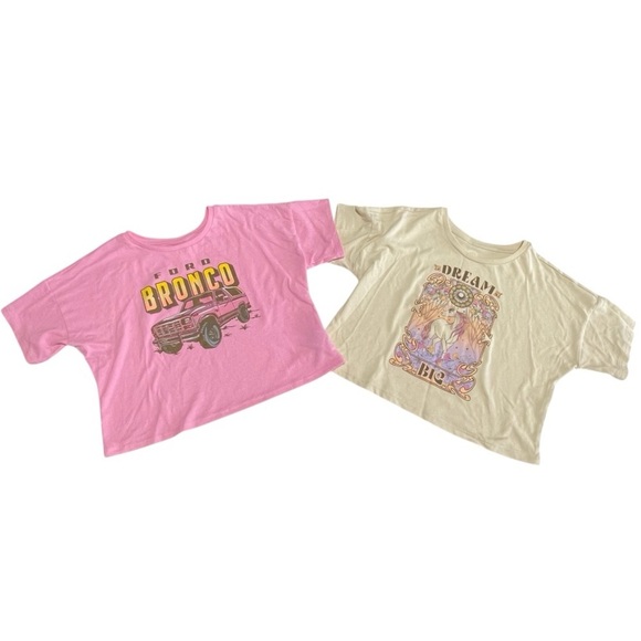 Wonder nation Girls Graphic Cropped T-Shirts - Pink and Cream size S 6-6X - Picture 2 of 11